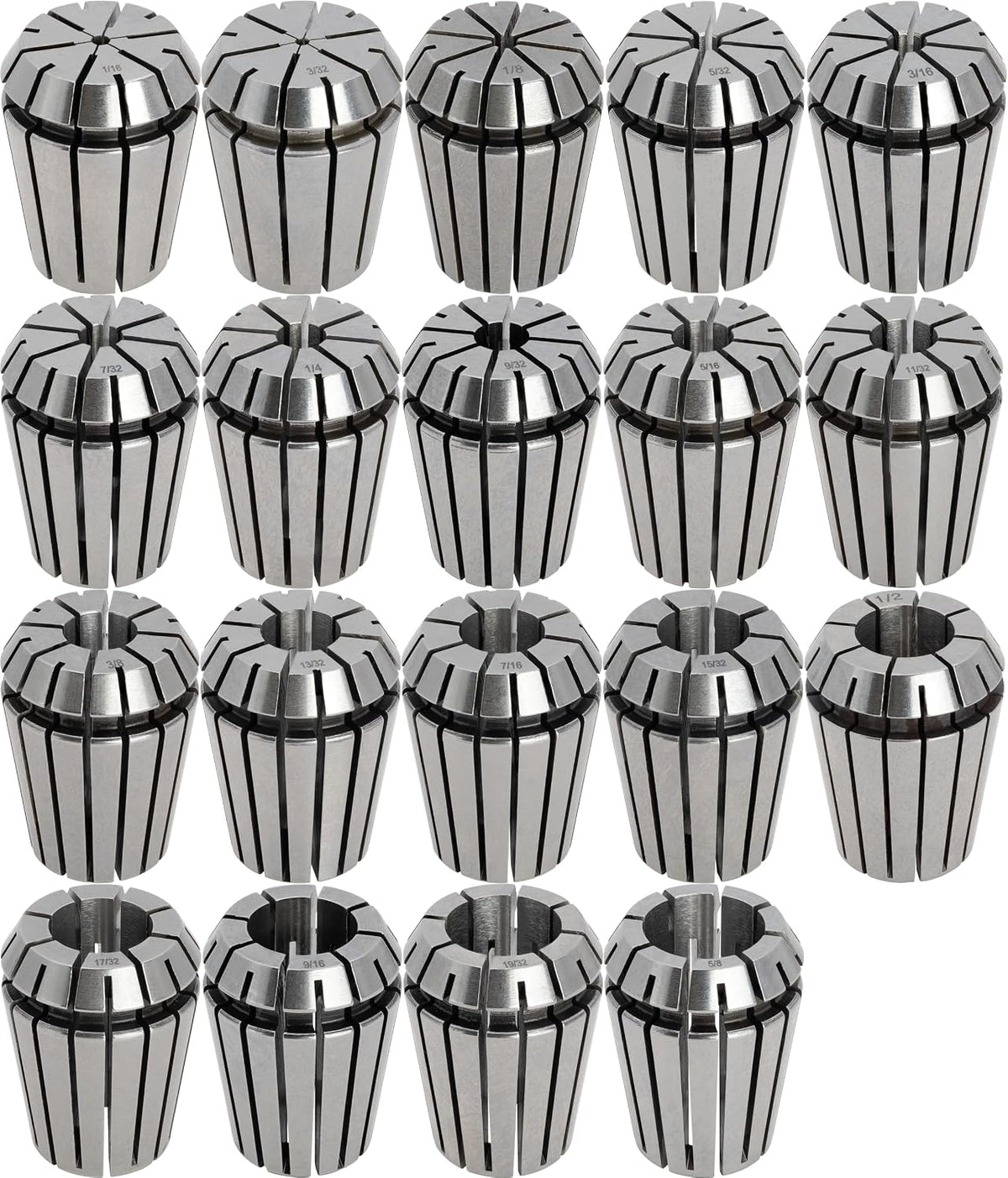 CME ER-25 Collet Set, 1/16" to 5/8", 19 pcs