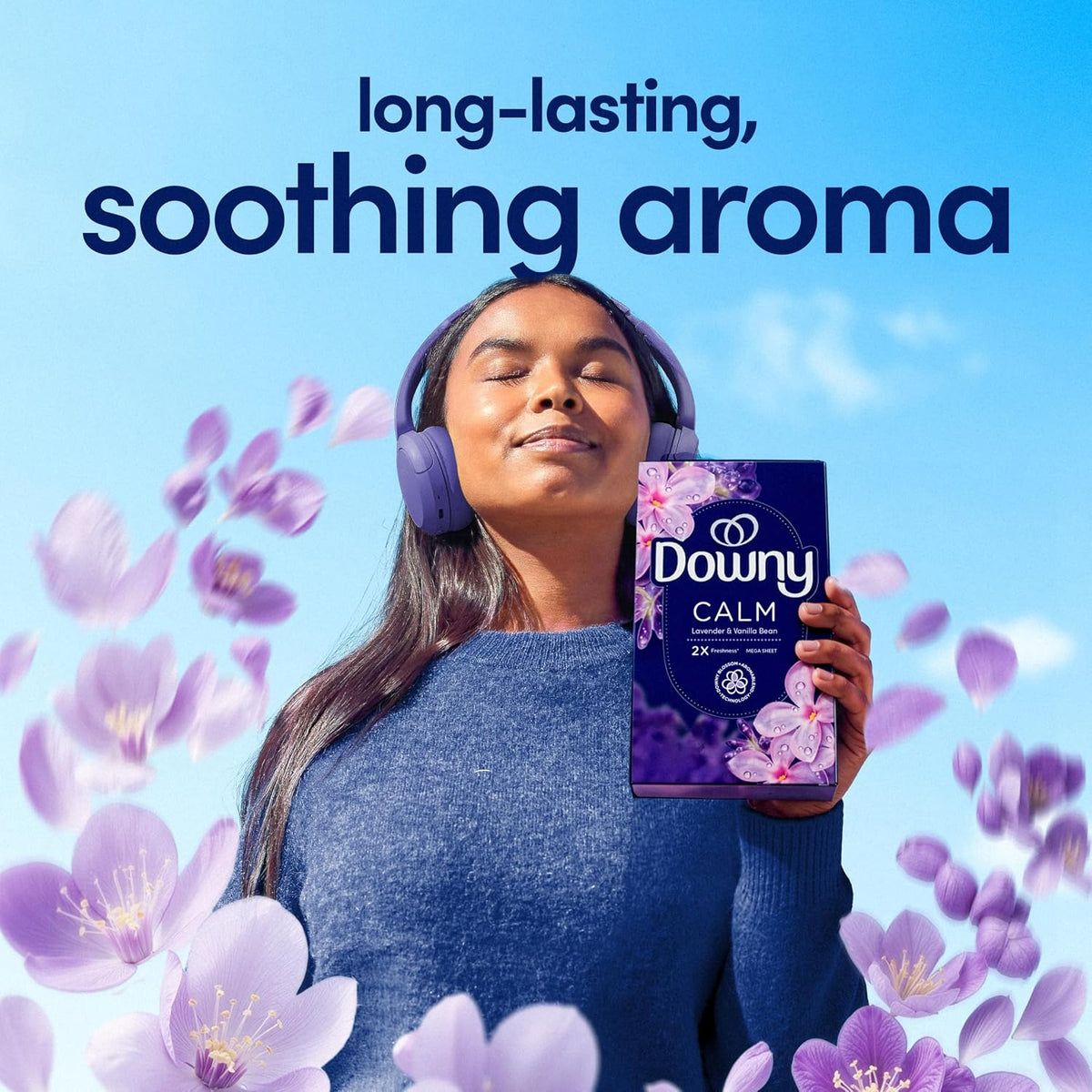 CALM, Mega Dryer Sheets, Laundry Fabric Softener, Lavender and Vanilla Bean, 130 Count