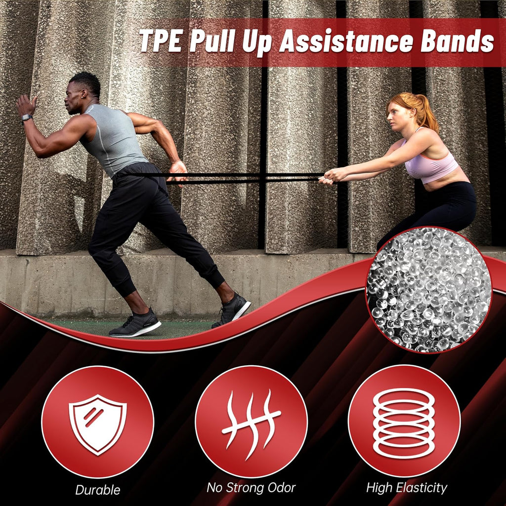5-Level Resistance Bands for Working Out, Pull Up Assistance Bands | 5-125 LBS Resistance, Fitness, Full-Body