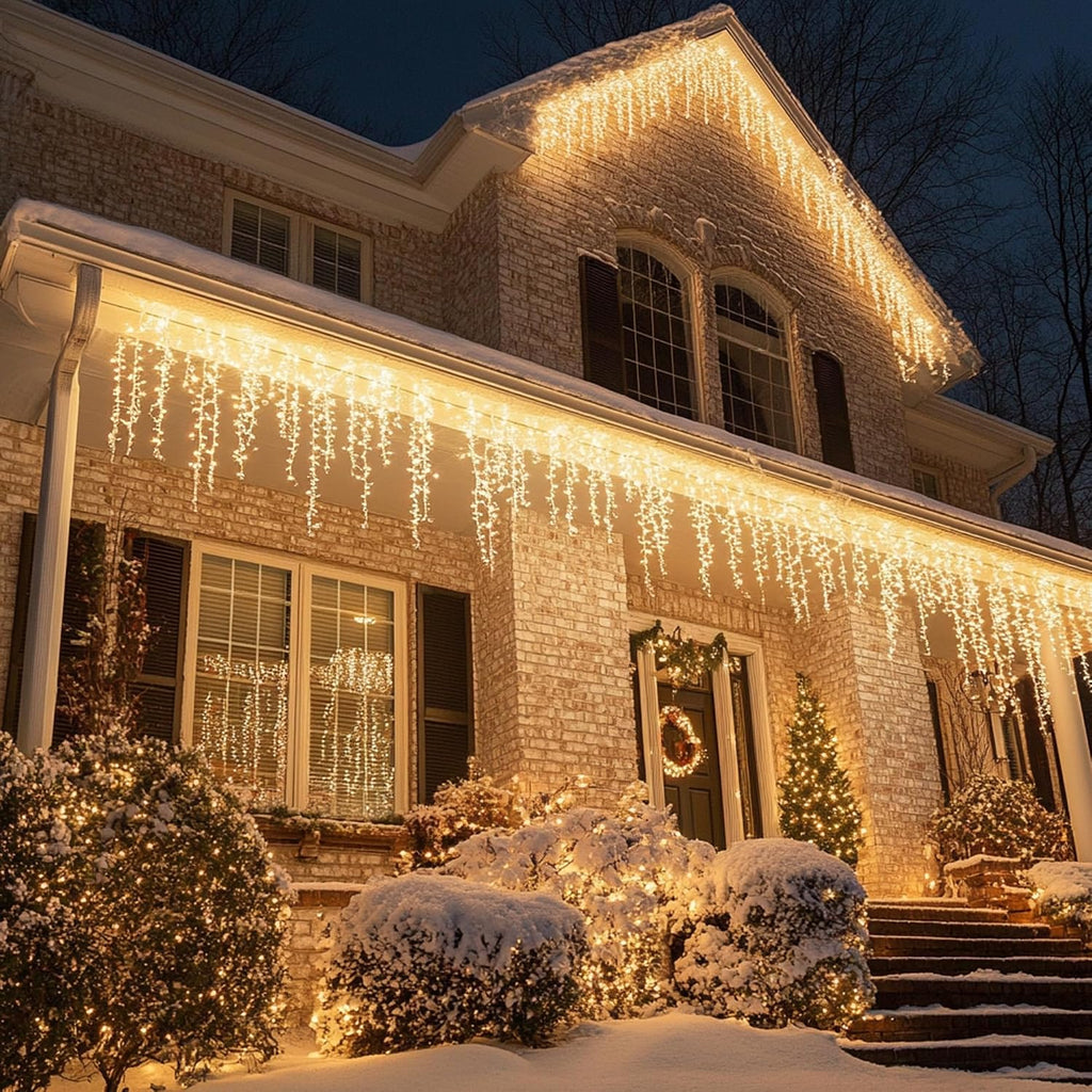 Christmas Icicle Lights, 88.5 FT 1080 LED 8 Modes Curtain Fairy Lights with 180 Drops, Xmas String Lights for Outdoor