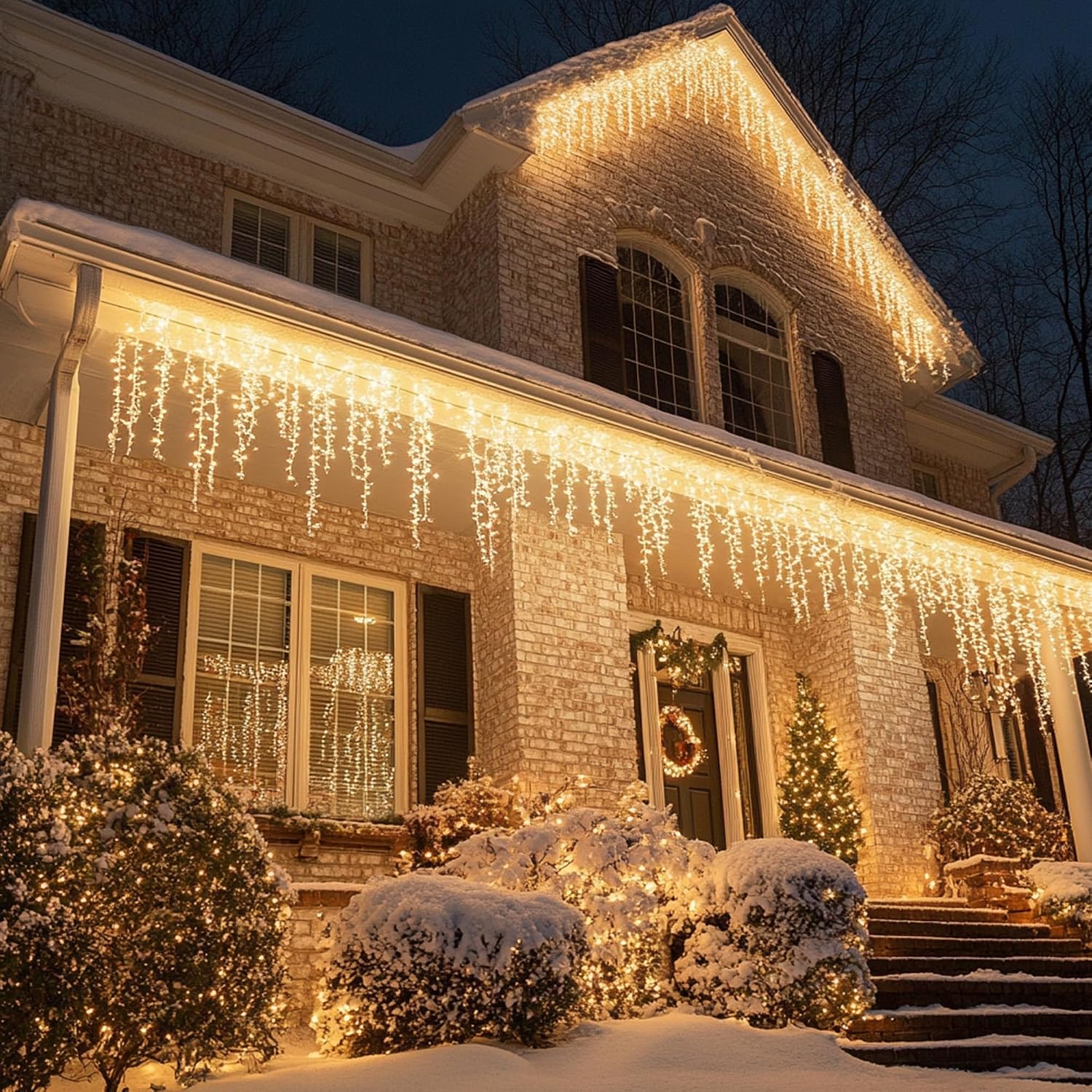 Christmas Icicle Lights, 88.5 FT 1080 LED 8 Modes Curtain Fairy Lights with 180 Drops, Xmas String Lights for Outdoor