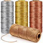 4 Rolls 440yards x 2mm Metallic Bakers Twine String, Metallic