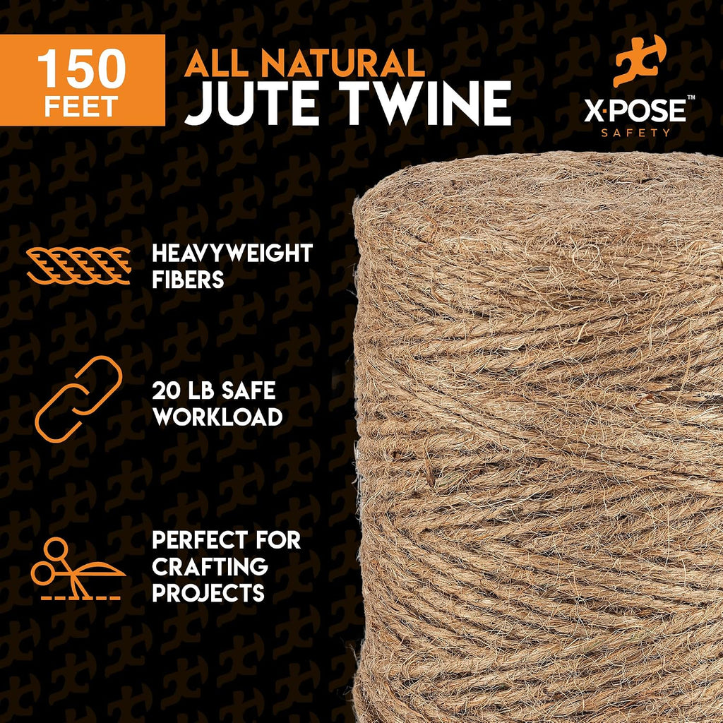 Jute Twine - 3 Ply Brown Roll 150 Feet Natural Jute String for Crafts, Packaging, Wrapping, Decorative Rope Cord for