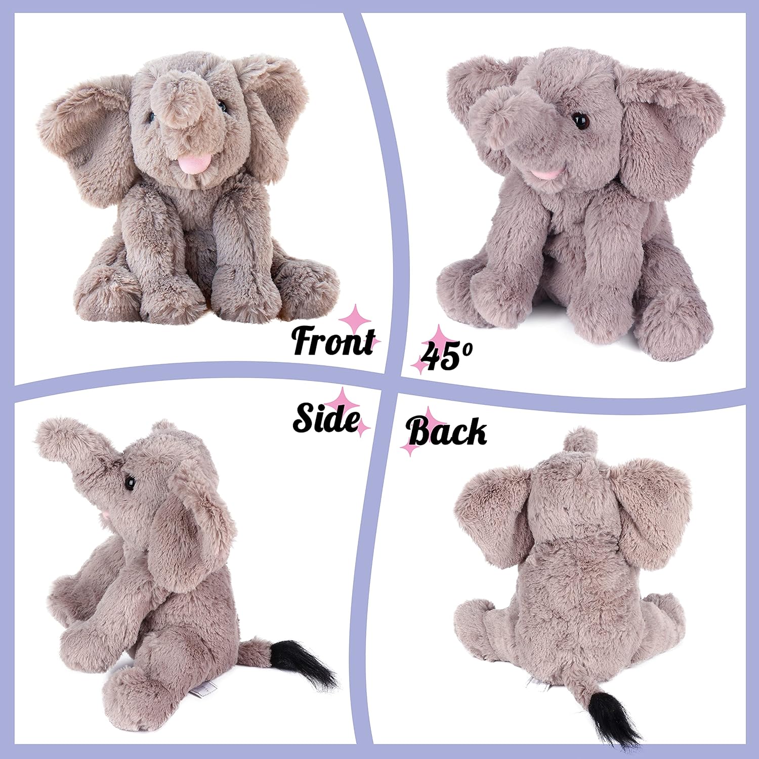 Adorable Plush Calf Elephant Toy Floppy Elephish Ultra Soft Haggable Stuffed Animal Birthday Holiday Gift for Boys