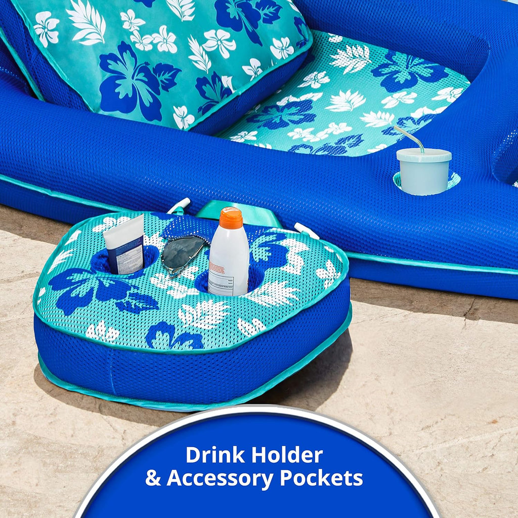 Aqua Campania Ultimate 2-in-1 Pool Float Lounge – Extra Large – Inflatable Pool Floats for Adults with Adjustable