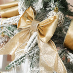 Gold Christmas Velvet Wired Ribbon 4 Inch, 10 Yards