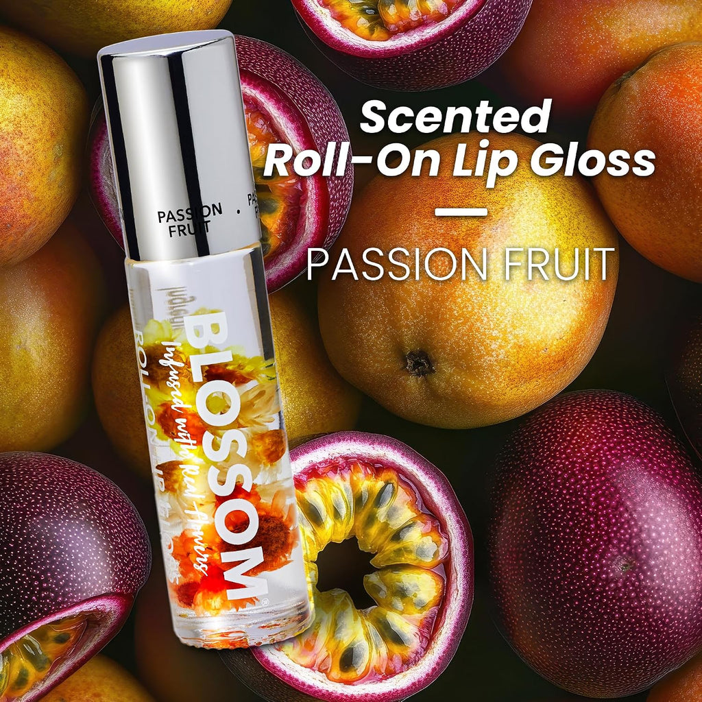Roll on Lip Gloss, Infused with Real Flowers, Passion Fruit, 0.2oz