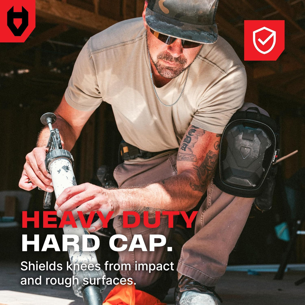 Professional Construction Knee Pads for Men and Women with Non-Slip Heavy Duty Cap and Ankle Support — Thick Foam and