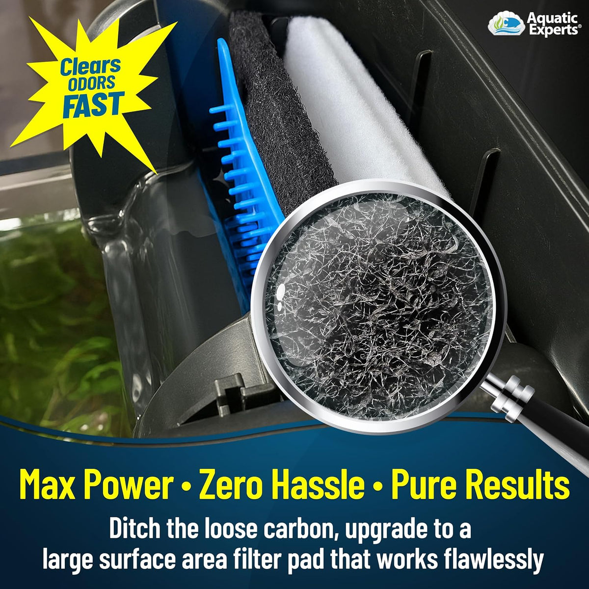 Aquarium Carbon Pad – Cut‑to‑Fit Carbon Infused Filter Pad Media for Crystal Clear Fish Tanks and Ponds, 3/8"–1/2"