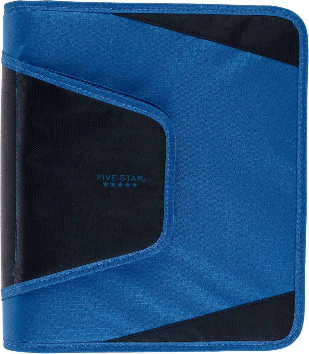Zipper Binder, 1-1/2 Inch 3-Ring Binder with Round Rings, 3-Pocket Expanding File, 500 Sheet Capacity, Blue (72202)