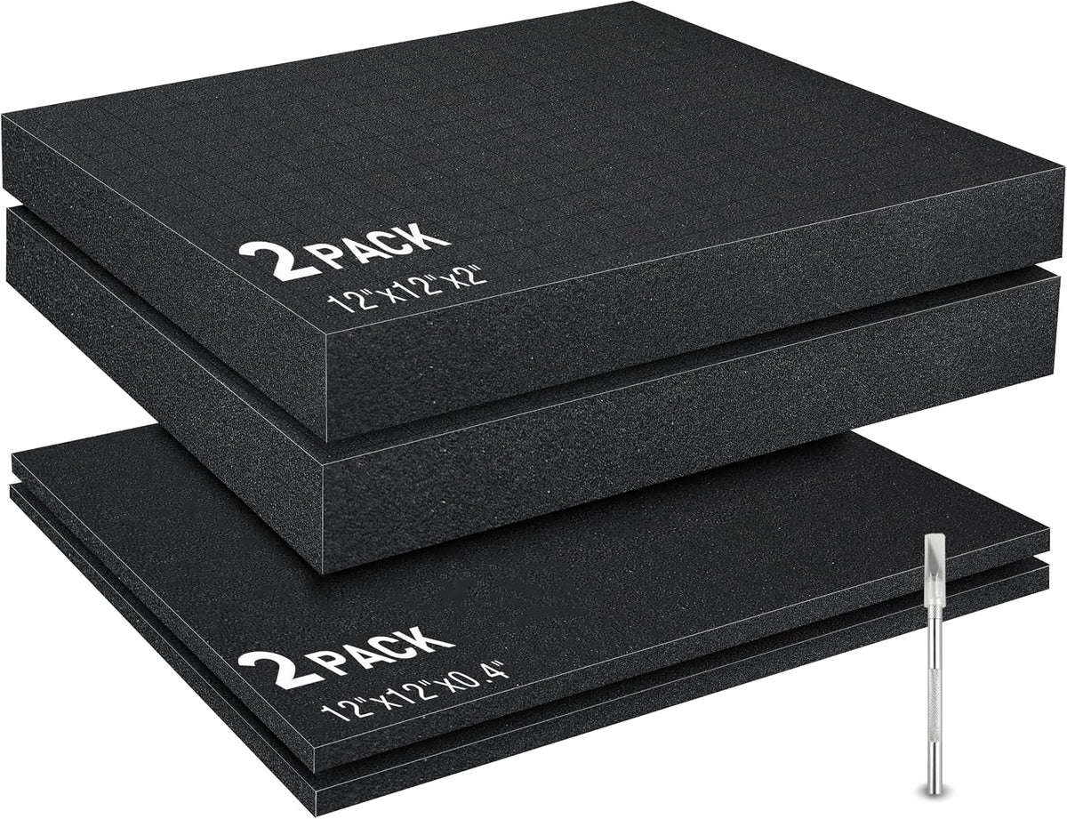 4‑Pack Dual‑Thickness Pick and Pluck Foam Insert, Pre‑Cube Foam