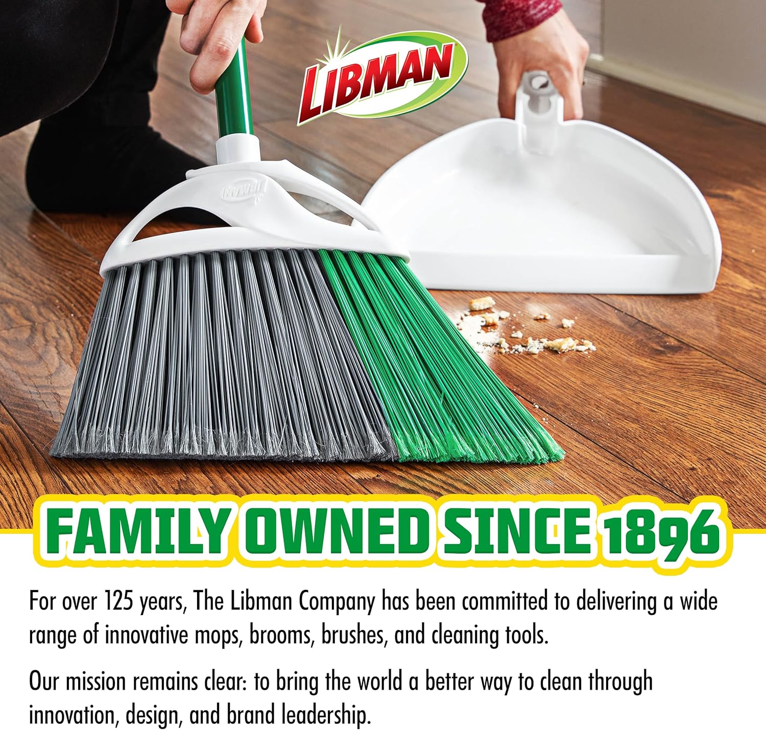 Libman FlexTech Broom with Dustpan Combo Set for Sweeping Indoor and Outdoor Floors, Pet, Dog Hair Broom, 55”