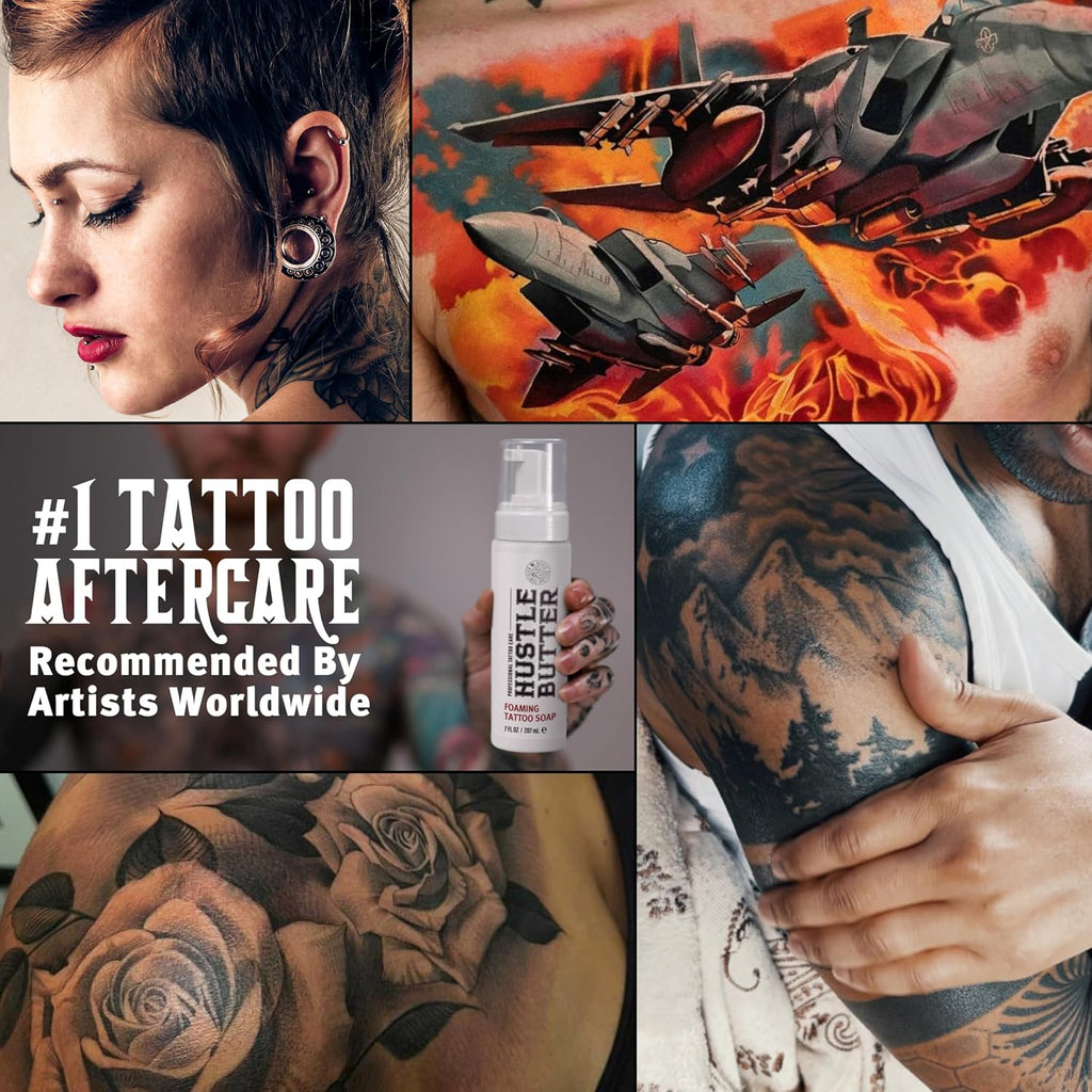 Hustle Bubbles Tattoo Aftercare Tattoo Soap - Dermatologist Tested Cleanser To Clean New Tattoos & Piercings