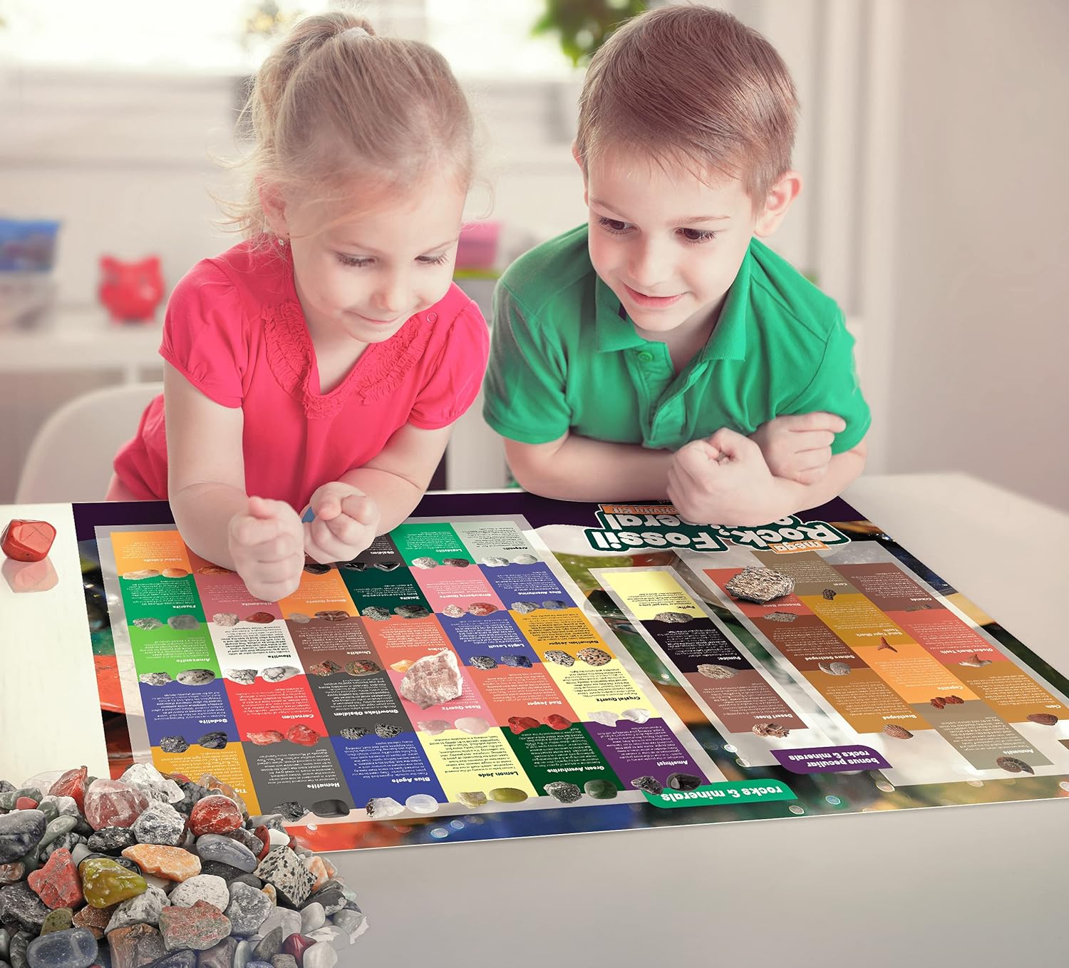 Rock Collection for Kids - Includes 250+ Bulk Rocks, Gemstones & Crystals + Genuine Fossils and Minerals - 2 Lbs.