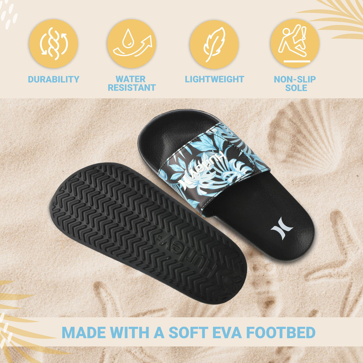 Kids NAIA Slides Adjustable Strap Slip-On Sandals Indoor and Outdoor EVA Footbed Shower Slides for Girls and Boys