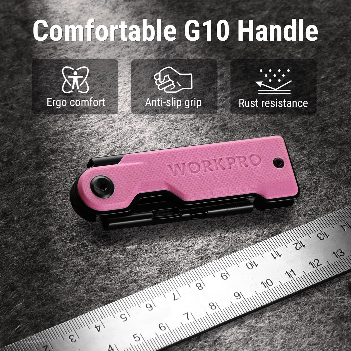 Folding Utility Knife, G10 Handle, Pink