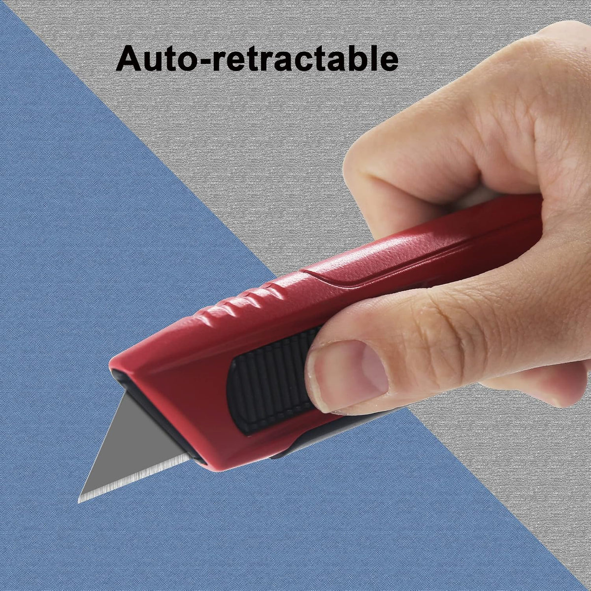 Auto-retractable Safety Box Cutter, Aluminum Alloy Utility Knife Self-retracting, 2-Pack
