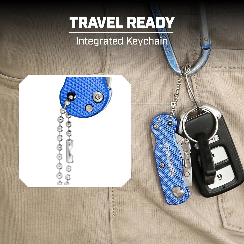 Utility Knife, Mini Box Cutter with Aluminum Handle and Keychain