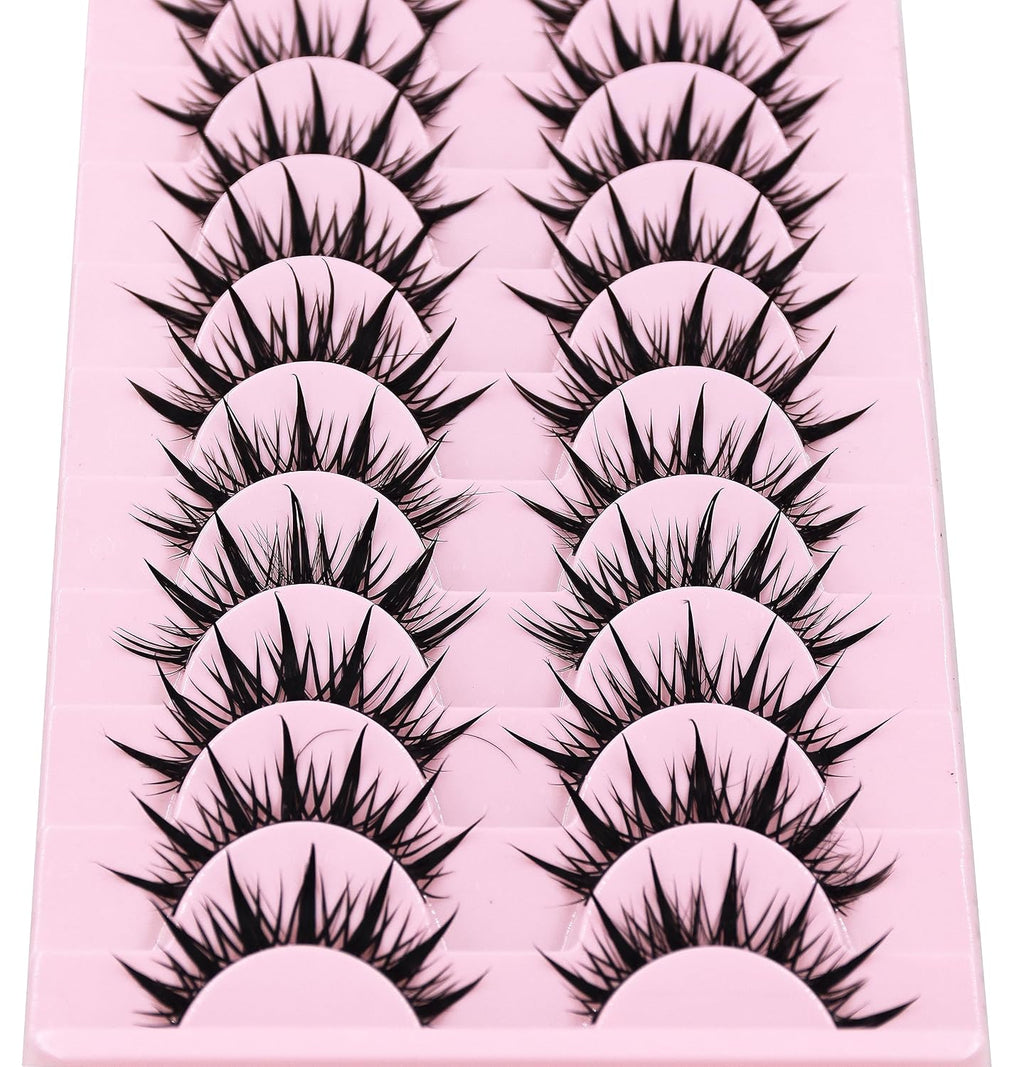 10 Pairs Manga lashes Cosplay Eyelashes Wet Look Japanese Style Makeup 16mm Thick Mink Eyelash Extension Masquerade