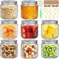 16oz Wide Mouth Mason Jars with Silver Lids and Bands, 8 Pack