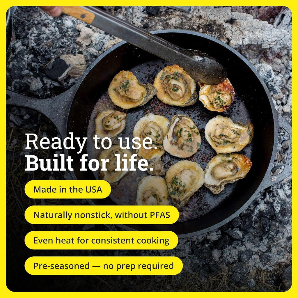 Pre-Seasoned Cast Iron Skillet, Easy-Grip Handle, 15 Inches