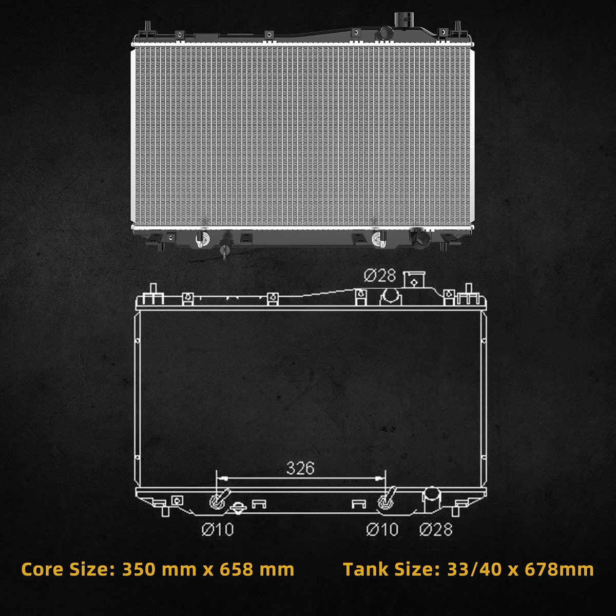DWVO Aluminum Radiator Compatible with Civic 1.7L 2001-2005, CU2354