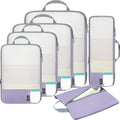 6 Set Lightweight Compression Packing Cubes with Packing List, Anti-Tearing Expandable Organizer Bags for Travel