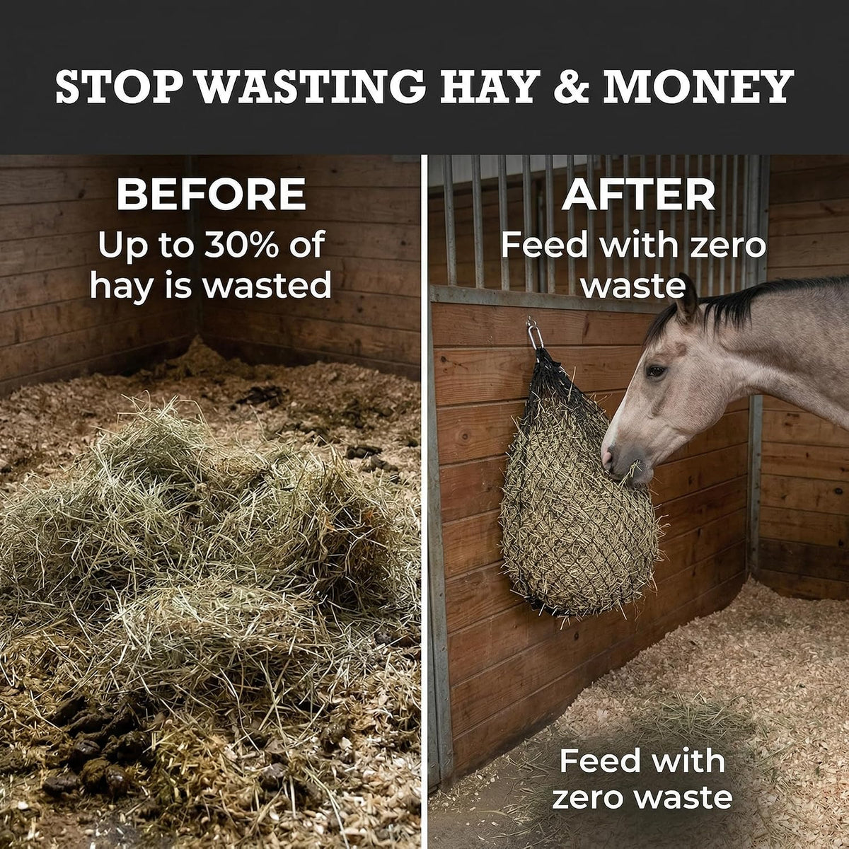 Half Bale Slow Feed Hay Net for Horses - 1 3/4" Holes - Leopard