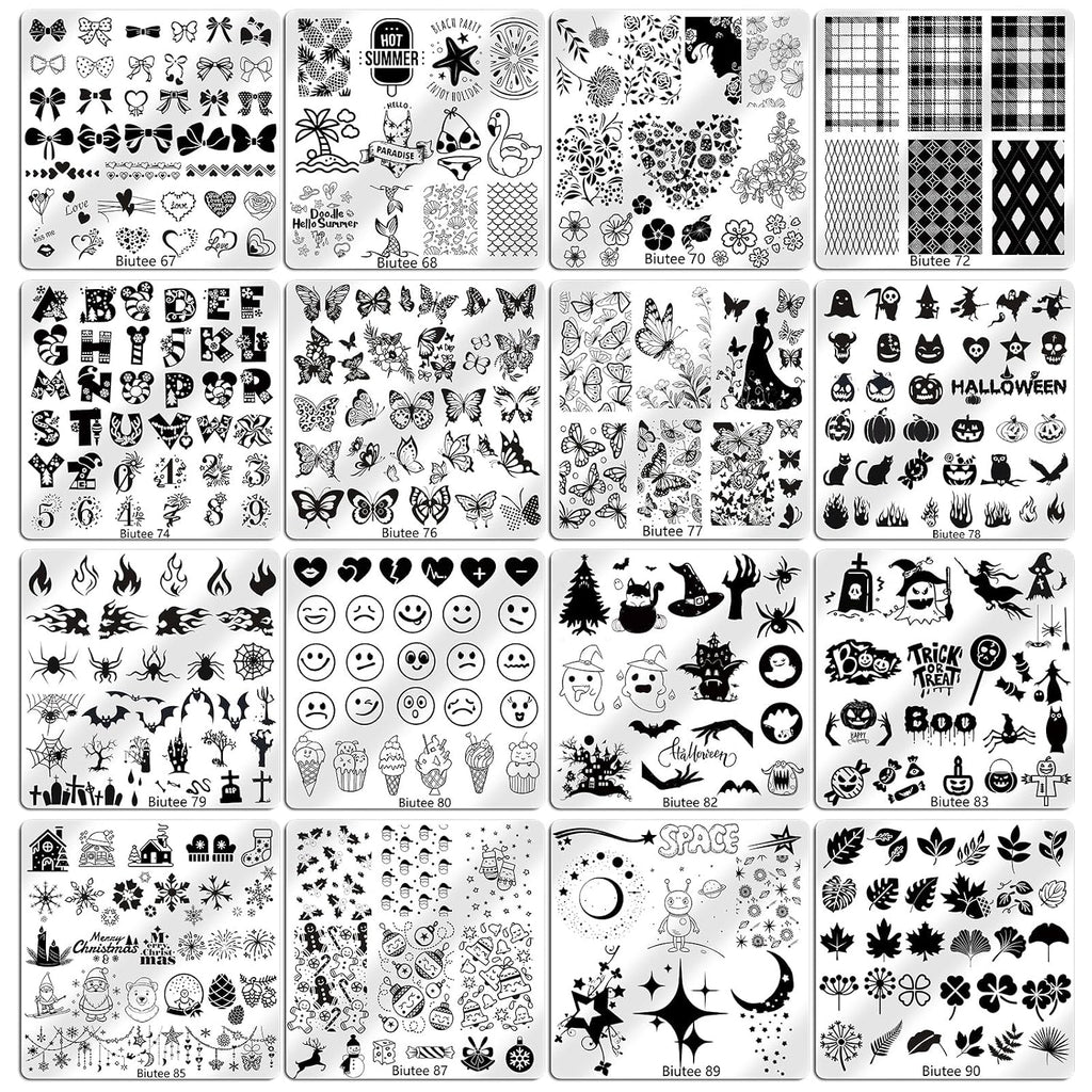 16PCS Nail Stamping Plates Nail Stamping Kit with Nail Art Stamper