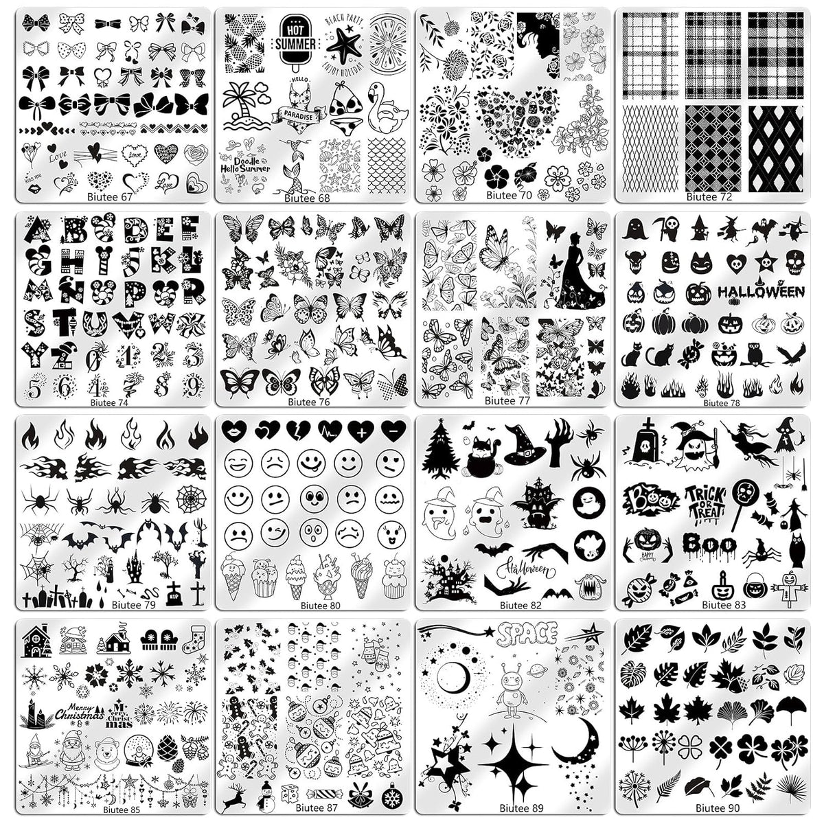 16PCS Nail Stamping Plates Nail Stamping Kit with Nail Art Stamper