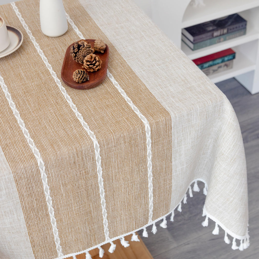 Waterproof Cotton Linen Washable Square Tablecloth 52x52 Inch Coffee