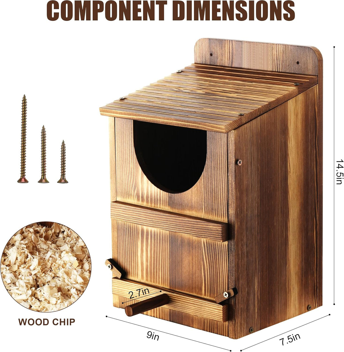 Owl House, Barn Owl Nesting Box with Bird Stand and Wood Shavings, Large Wooden Screech Nesting Box for Outside, Nest