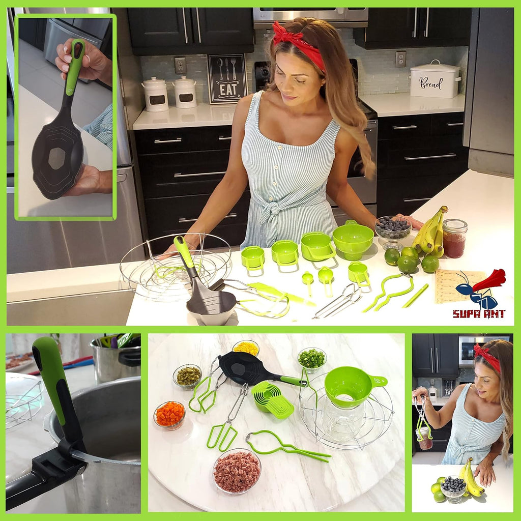 Canning Supplies - US Assembled Certified Food Grade Stainless Steel Canning Kit with XL Ladle, Wide Kitchen Funnel