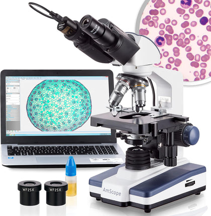 B120C-E1 Series & Professional LED Binocular Compound Microscope | 40X-2500X Magnification Range 1MP CMOS Sensor USB