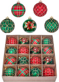 16ct Christmas Ball Ornaments Set, Red Green and Gold Shatterproof Hanging Decorations for Trees, 3.15 Inches