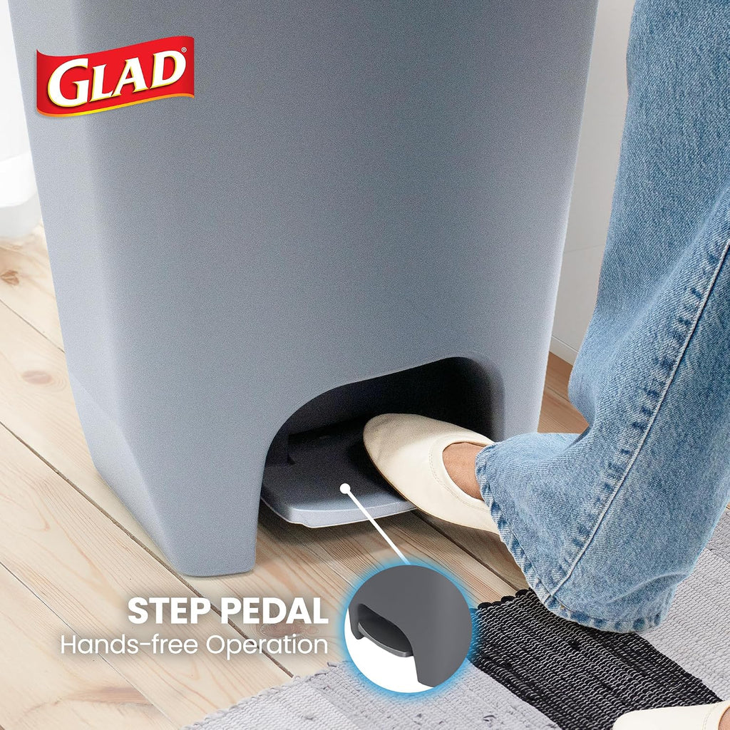 13 Gallon Trash Can with Clorox Odor Protection | Plastic Kitchen Waste Bin | Hands Free with Step On Foot Pedal and