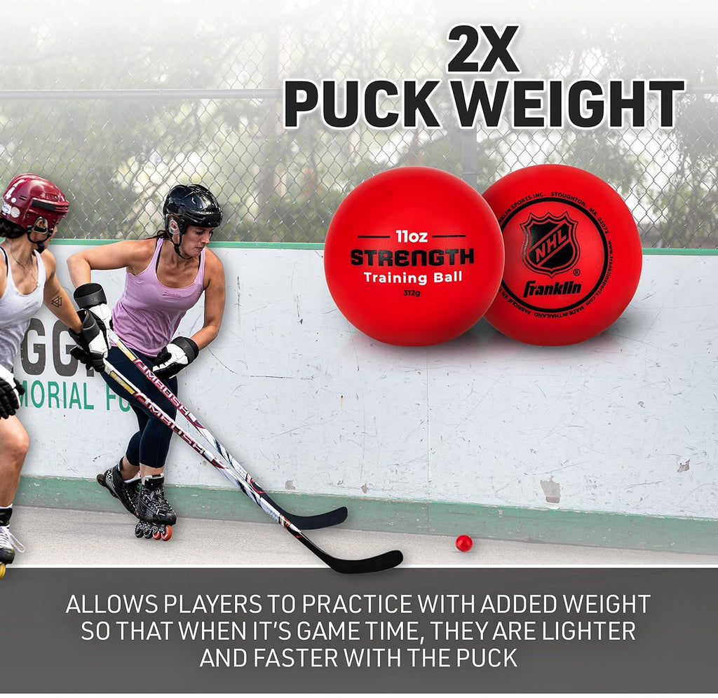 NHL Hockey Stick Handling Training Balls - 4 Pack | Deke + Hands Development, On + Off Ice Drills, Weighted Puck