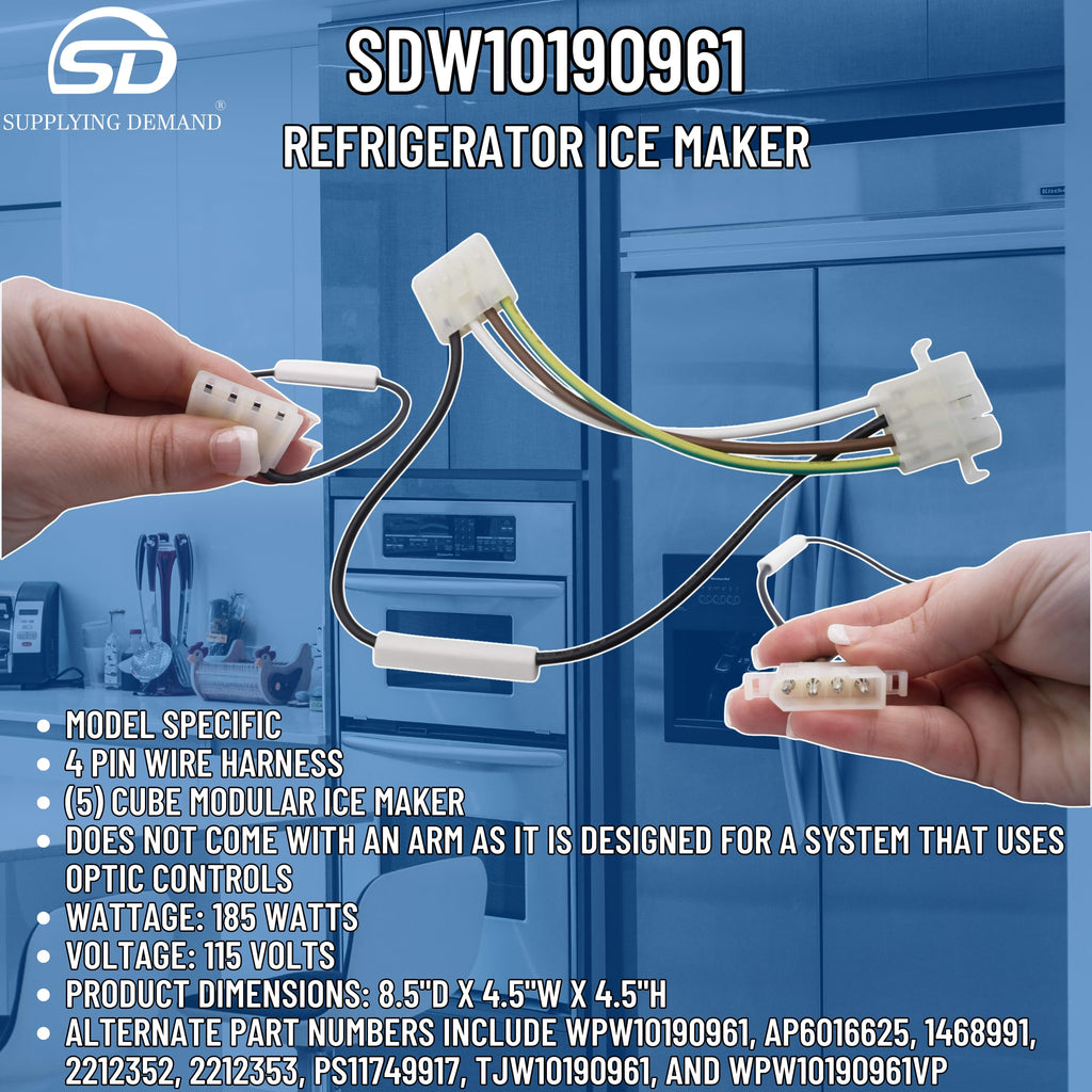 Supplying Demand W10190961 Refrigerator Ice Maker Replacement