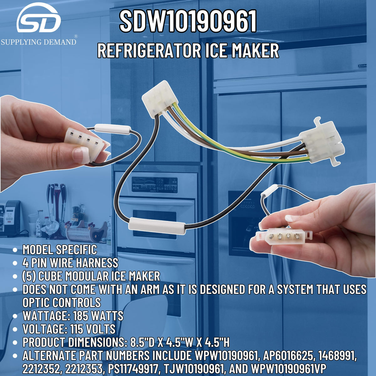 Supplying Demand W10190961 Refrigerator Ice Maker Replacement