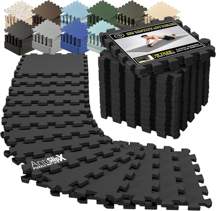 Gym Mats Set AntiSlipX - 18 pcs EVA Interlocking Foam Floor Tiles (12.6"x12.6"x0.4") 18sqft Protective Anti Slip Gym