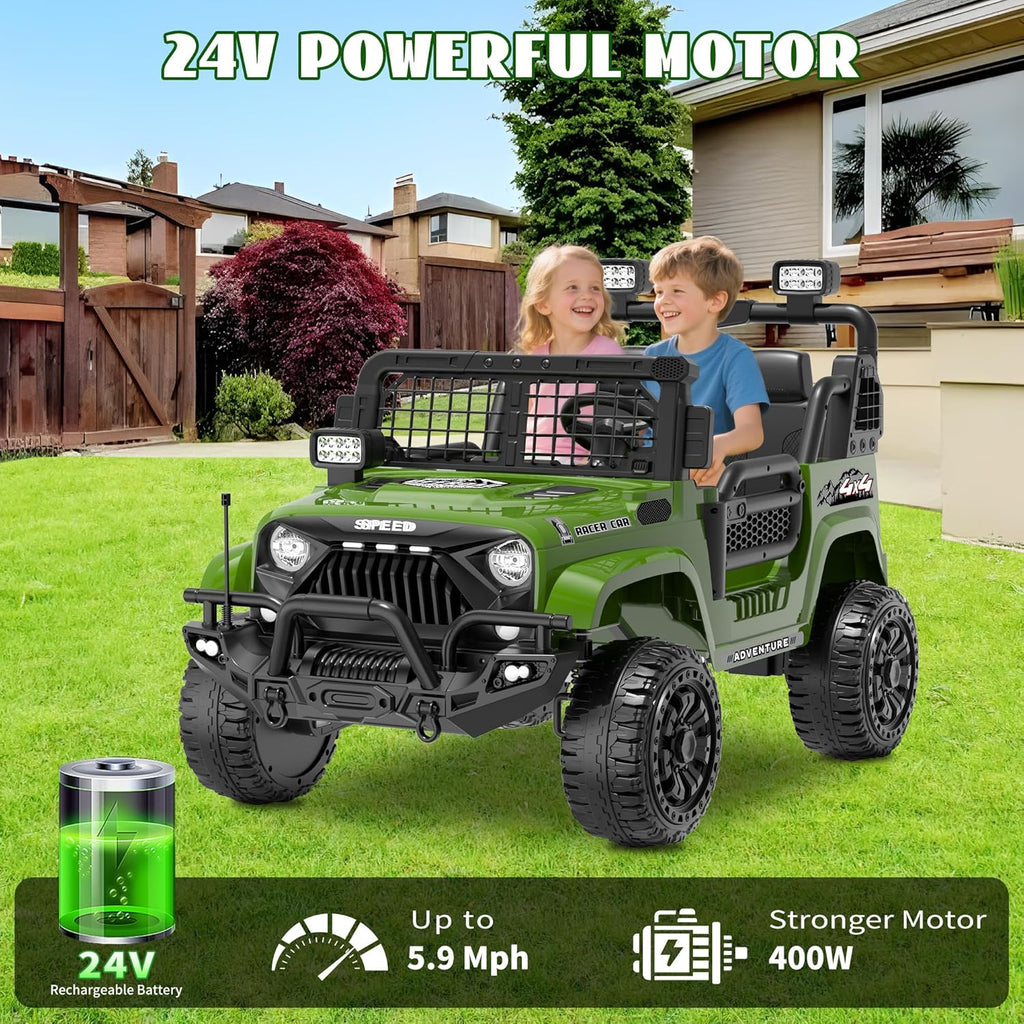 XL 24V Ride on Toys for Big Kids, 2 Seater Electric Car for Kids with Remote Control,800W Motors,21'' Wide