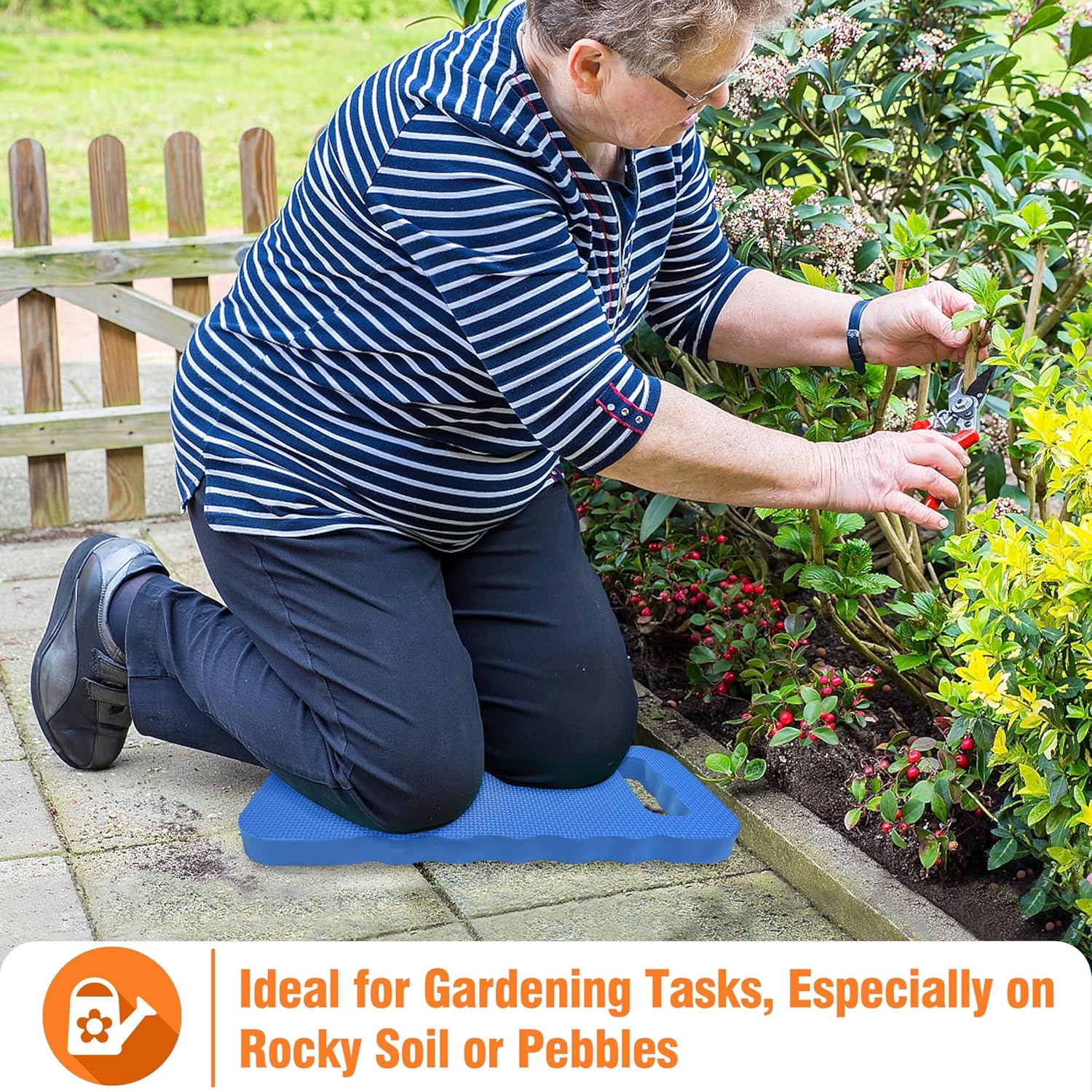 Garden Kneeling Pad - for Gardening, Baby Bath, Yoga, Pilates, Exercise, 16"x8"x1", Blue
