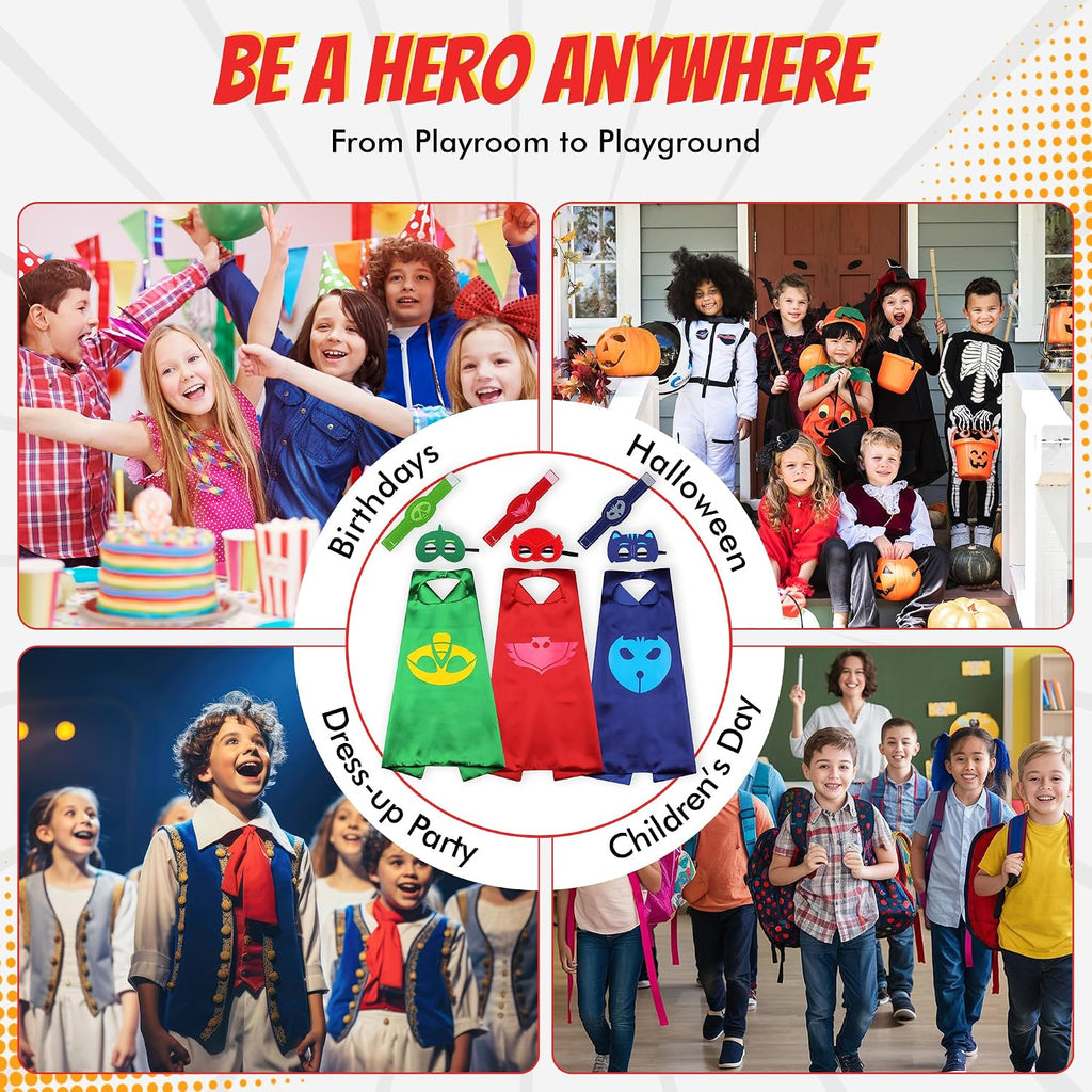 Superhero Capes and Masks for Kids - Satin Capes and Felt Masks for Boys