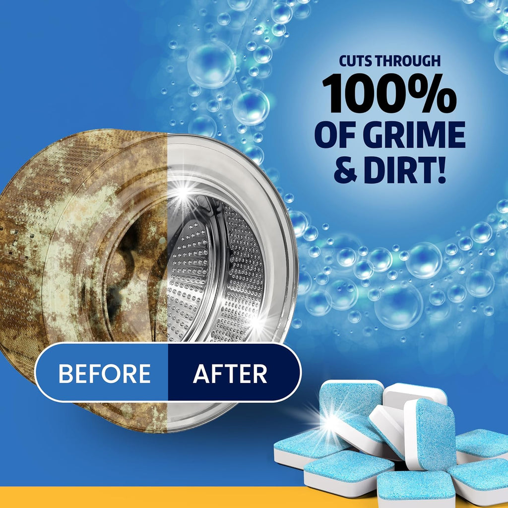 Washing Machine Cleaner Tablets 24 Pack - Deep Cleaning Tablets for Front & Top Load, Works With HE Washers, Removes