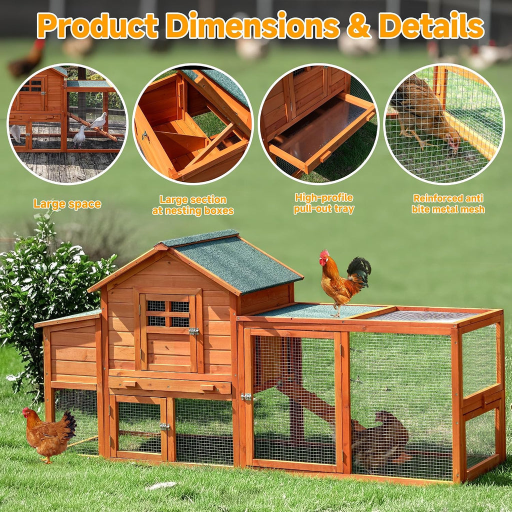 Large Chicken Coop Outdoor Wooden Duck Hen House Poultry Pet Cage 79"