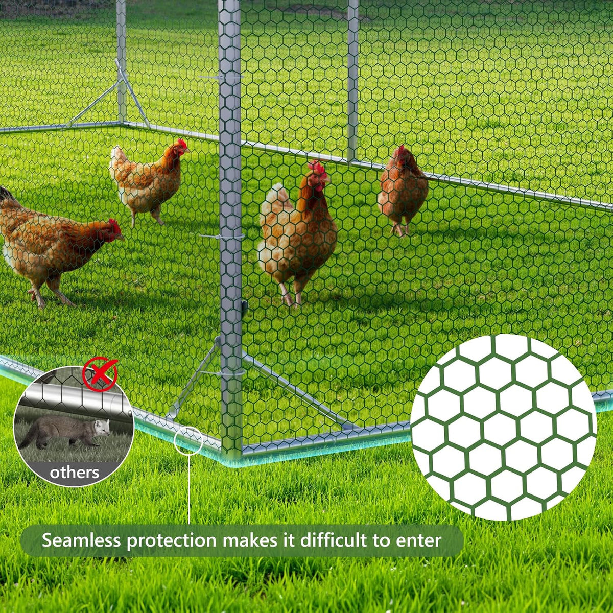 Large Metal Chicken Coop with Run, 10x13 FT Walk in Chicken Pen with Feeding Door, Secure Lock, Heavy Duty Poultry