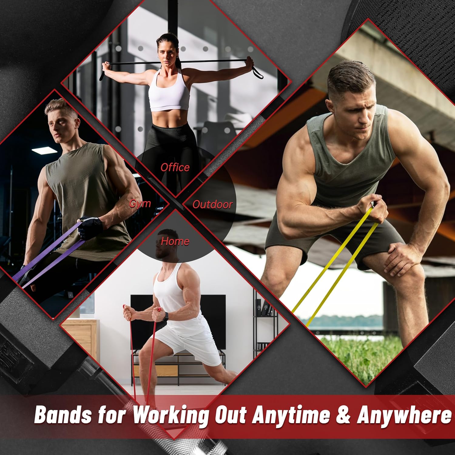 5-Level Resistance Bands for Working Out, Pull Up Assistance Bands | 5-125 LBS Resistance, Fitness, Full-Body