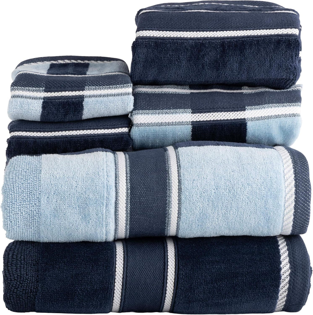 Bathroom Towels Set, Bathroom Accessories, Navy, Set of 6 | Includes 2 Bath Sheets, 2 Hand Towels, and 2 Wash Cloths