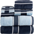 Bathroom Towels Set, Bathroom Accessories, Navy, Set of 6 | Includes 2 Bath Sheets, 2 Hand Towels, and 2 Wash Cloths