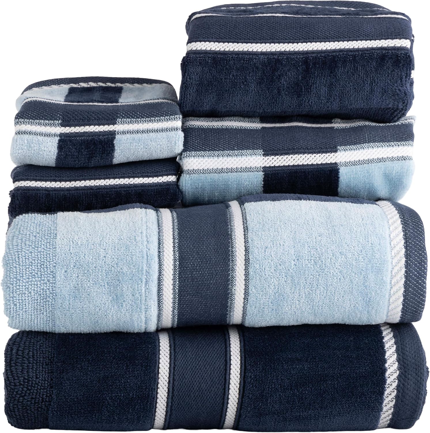 Bathroom Towels Set, Bathroom Accessories, Navy, Set of 6 | Includes 2 Bath Sheets, 2 Hand Towels, and 2 Wash Cloths